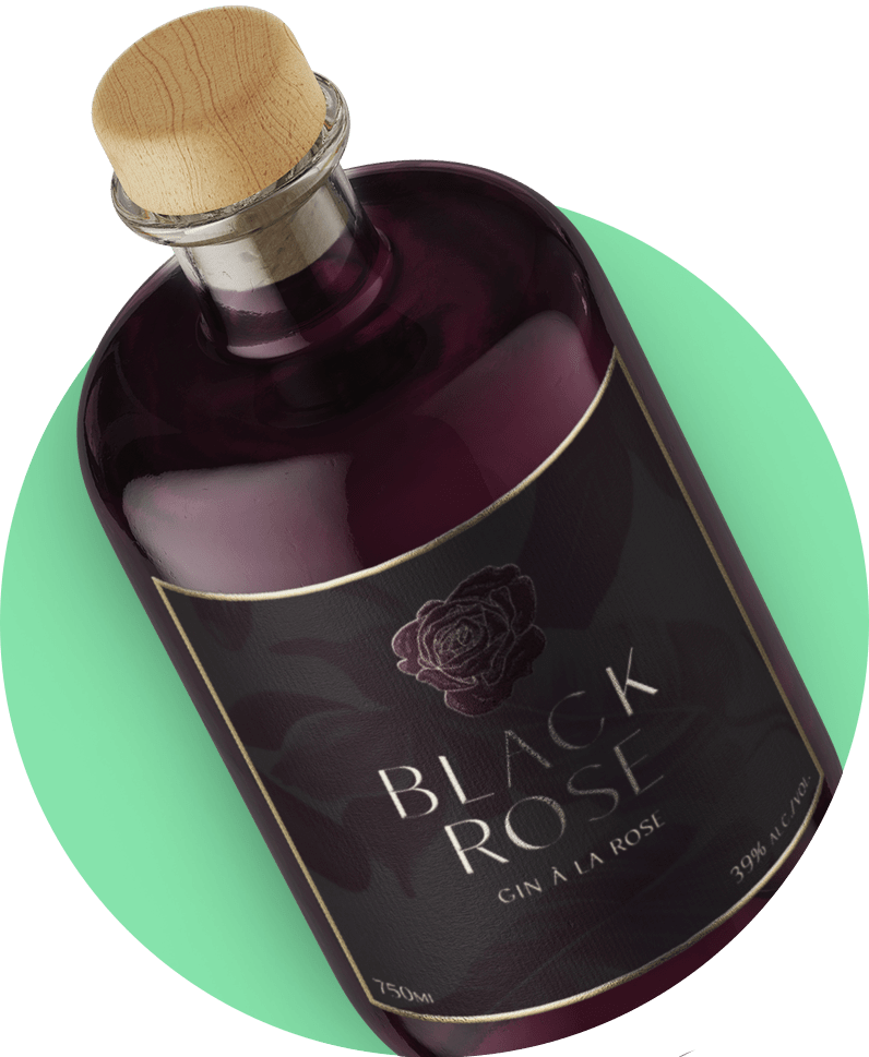 Bouteille Black Rose dans un rond